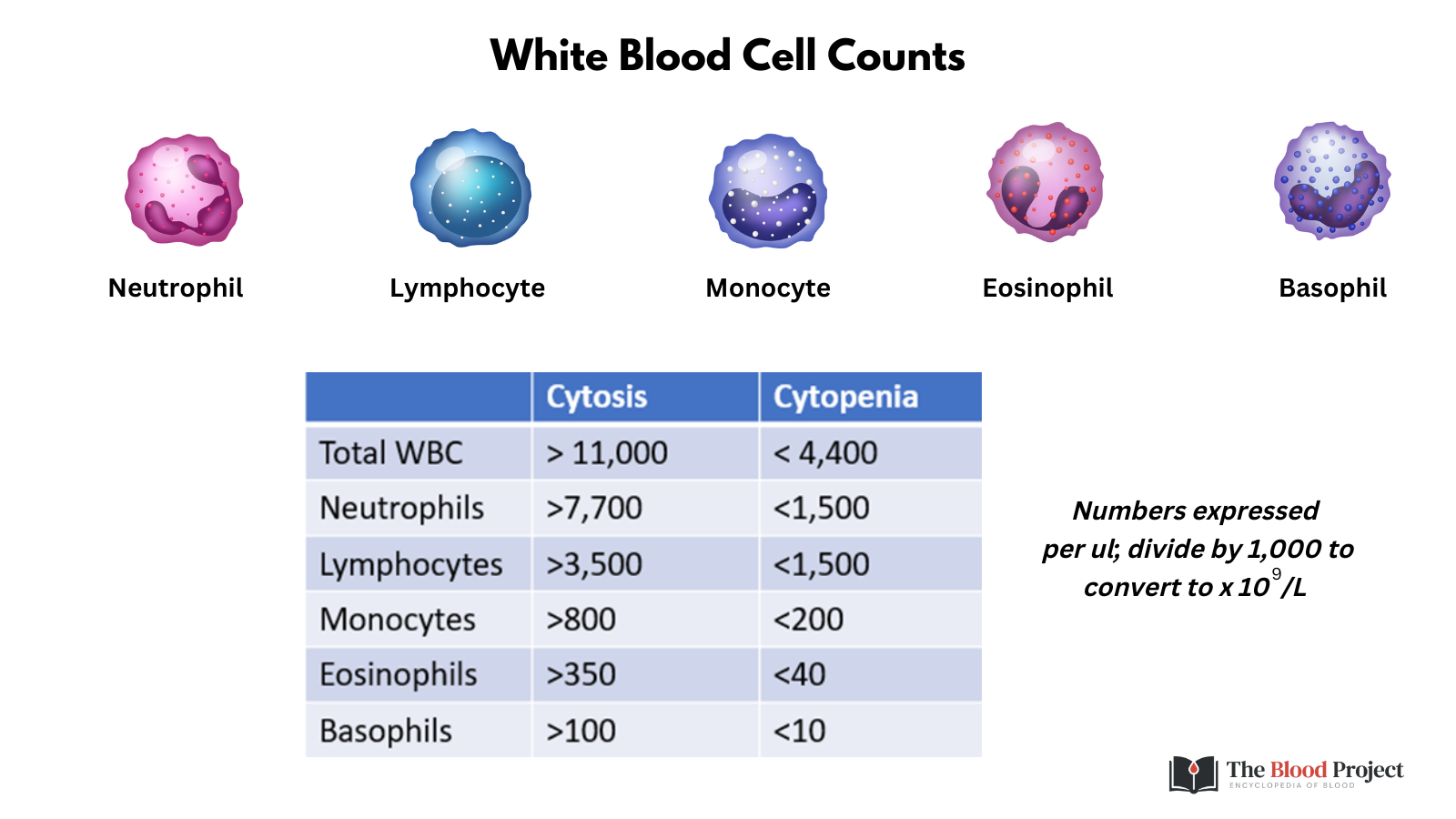 White Blood Cell Counts Cheat Sheet The Blood Project